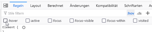 Hoverzustand in Firefox-Entwicklertools