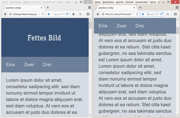 position sticky Beispiel